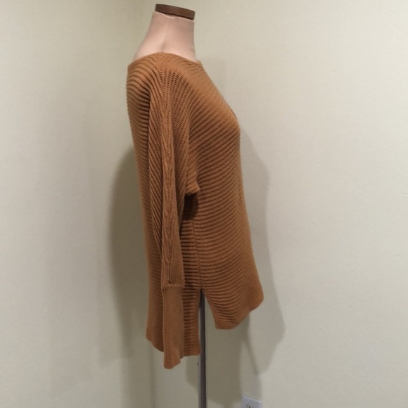 Rachel Zoe Sweater Size Medium Nutmeg Brown Ribbed Boat Neck Pullover - Picture 3 of 10